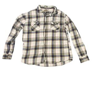 Free Nature Flannel Shirt Women XL Pink Plaid Slim Fit Cotton Long Sleeve Button